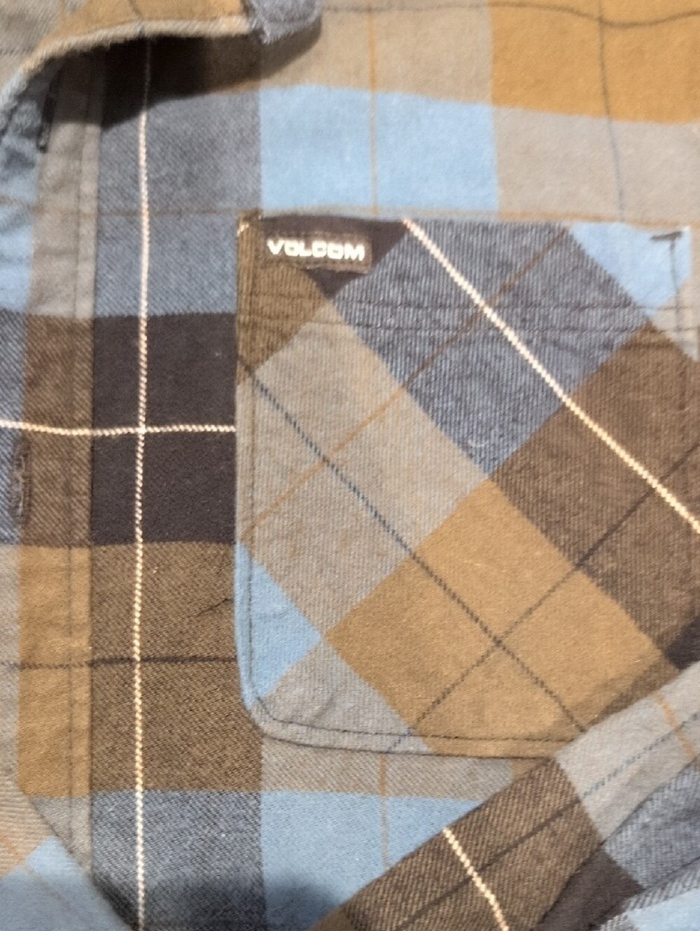 Volcom Boys Blue, Olive and Black Plaid Button-Down Shirt - Picture 2 of 4